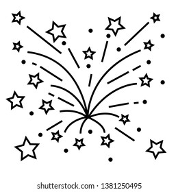 Fireworks line icon, outline vector sign, linear pictogram isolated on white. logo illustration
