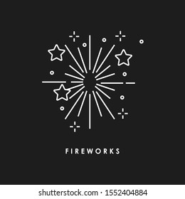 
Fireworks line icon, outline vector sign, linear pictogram isolated on white. logo illustration