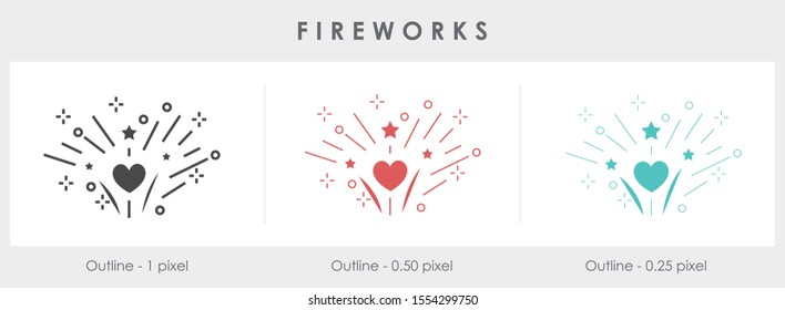 
Fireworks line icon, outline vector sign, linear pictogram isolated on white. logo illustration