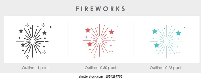 
Fireworks line icon, outline vector sign, linear pictogram isolated on white. logo illustration