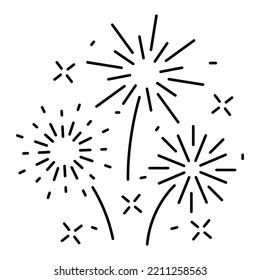 Fireworks line icon, outline vector sign, linear pictogram isolated on white. logo illustration. New year, christmas and celebration carnival. Happy new year