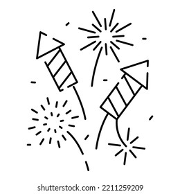 Fireworks line icon, outline vector sign, linear pictogram isolated on white. logo illustration. New year, christmas and celebration carnival. Happy new year 