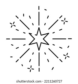 Fireworks line icon, outline vector sign, linear pictogram isolated on white. logo illustration. New year, christmas and celebration carnival. Happy new year