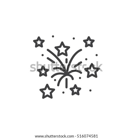 Fireworks line icon, outline vector sign, linear pictogram isolated on white. logo illustration