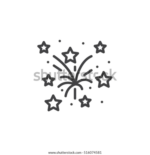 白い背景に花火の線のアイコン 輪郭のベクター画像記号 線形の絵文字 ロゴイラスト のベクター画像素材 ロイヤリティフリー