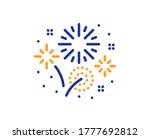 Fireworks line icon. Pyrotechnic salute sign. Carnival celebration lights symbol. Colorful thin line outline concept. Linear style fireworks icon. Editable stroke. Vector