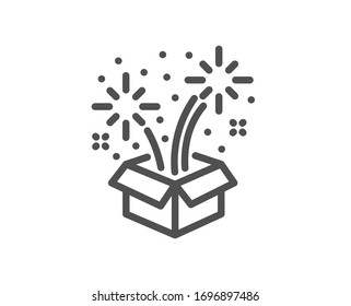 Fireworks line icon. Pyrotechnic salute sign. Carnival celebration lights symbol. Quality design element. Editable stroke. Linear style fireworks icon. Vector