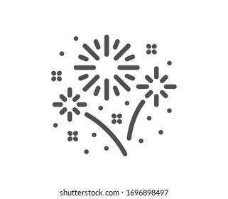 Icono de línea de Fireworks. Señal de saludo pirotécnico. Símbolo de luces de celebración del carnaval. Elemento de diseño de calidad. Trazo editable. Icono de fuegos artificiales de estilo lineal. Vector