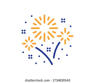 Fireworks line icon. Pyrotechnic salute sign. Carnival celebration lights symbol. Colorful thin line outline concept. Linear style fireworks icon. Editable stroke. Vector