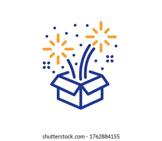 Fireworks line icon. Pyrotechnic salute sign. Carnival celebration lights symbol. Colorful thin line outline concept. Linear style fireworks icon. Editable stroke. Vector