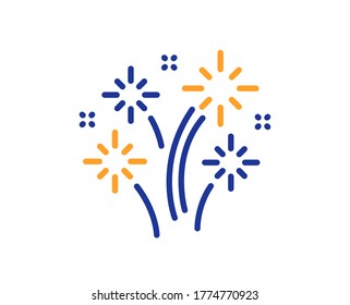 Fireworks line icon. Pyrotechnic salute sign. Carnival celebration lights symbol. Colorful thin line outline concept. Linear style fireworks icon. Editable stroke. Vector
