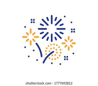 Fireworks line icon. Pyrotechnic salute sign. Carnival celebration lights symbol. Colorful thin line outline concept. Linear style fireworks icon. Editable stroke. Vector