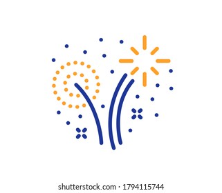 Fireworks line icon. Pyrotechnic salute sign. Carnival celebration lights symbol. Colorful thin line outline concept. Linear style fireworks icon. Editable stroke. Vector
