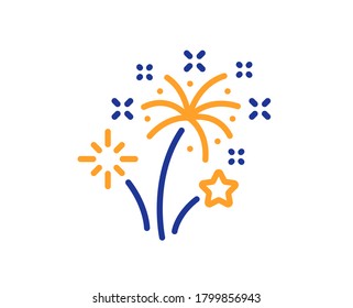 Fireworks line icon. Pyrotechnic salute sign. Carnival celebration lights symbol. Colorful thin line outline concept. Linear style fireworks icon. Editable stroke. Vector