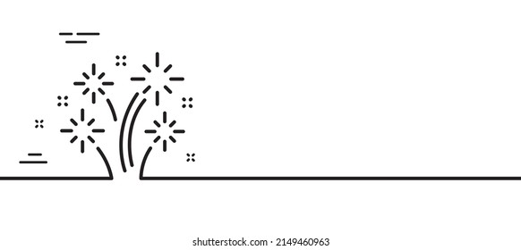 Fireworks line icon. Pyrotechnic salute sign. Carnival celebration lights symbol. Minimal line illustration background. Fireworks line icon pattern banner. White web template concept. Vector