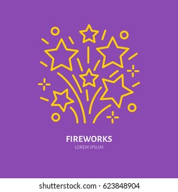 Fireworks Line Icon. Vector Logo For Event Service. Linear Illustration Of Firecrackers.