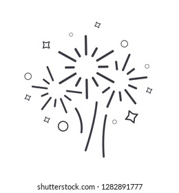 Fireworks line icon, vector sign illustration
