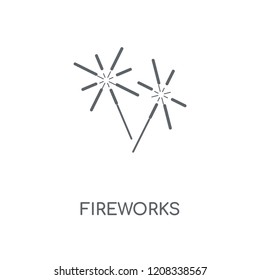 Fireworks linear icon. Fireworks concept stroke symbol design. Thin graphic elements vector illustration, outline pattern on a white background, eps 10.