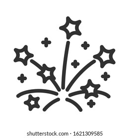 fireworks, linear icon. Editable stroke