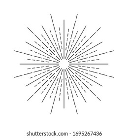 Fireworks linear icon. Round sun burst symbol on white background. Vector illustration.