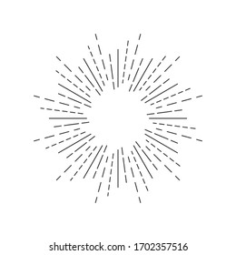 Fireworks linear icon. Round sun burst symbol on white background. Vector illustration.