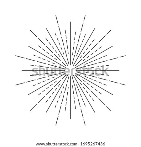 Fireworks linear icon. Round sun burst symbol on white background. Vector illustration.