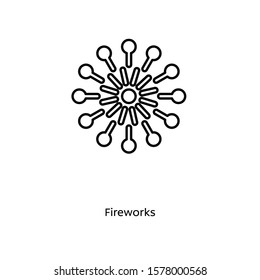 Fireworks linear icon vector on white background. Celebration illustration.