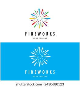 Feuerwerk Logo Design mit kreativen bunten Funken im modernen Stil.Logo für Geschäft, Marke, Feier, Feuerwerk, Feuerwerk