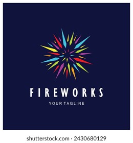 Fireworks logo design with creative colorful sparks in modern style.logo for business,brand,celebration,fireworks,firecrackers