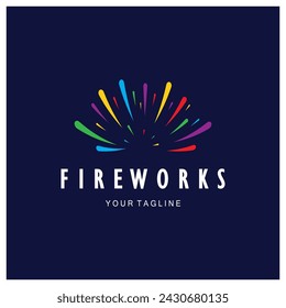 Fireworks logo design with creative colorful sparks in modern style.logo for business,brand,celebration,fireworks,firecrackers