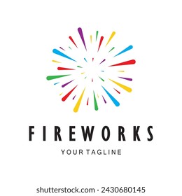 Fireworks logo design with creative colorful sparks in modern style.logo for business,brand,celebration,fireworks,firecrackers