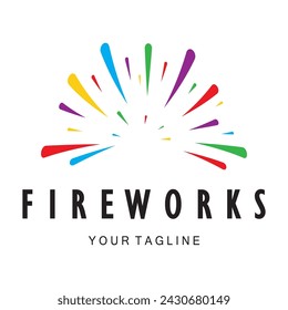 Fireworks logo design with creative colorful sparks in modern style.logo for business,brand,celebration,fireworks,firecrackers