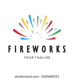 Fireworks logo design with creative colorful sparks in modern style.logo for business,brand,celebration,fireworks,firecrackers