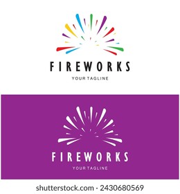 Fireworks logo design with creative colorful sparks in modern style.logo for business,brand,celebration,fireworks,firecrackers