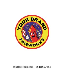Mascota con el logotipo de la mascota de Fireworks