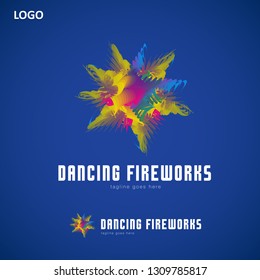 Fireworks Logo Template, dancing colourful smoke festival - Vector