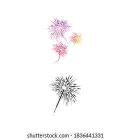 Naturaleza del símbolo vectorial de la plantilla de logotipos de fuegos artificiales