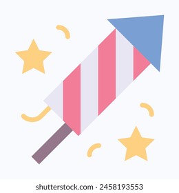 Fireworks, Memorial Day Vector Icon.