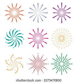 fireworks minimal icon set. vector illustration eps10