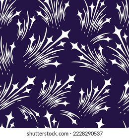 Fireworks monochrome pattern seamless vintage minimalistic salute in sky for festive entertainment event or party vector illustration