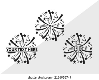 Fireworks Monogram SVG Printable Vector Illustration