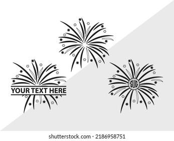 Fireworks Monogram SVG Printable Vector Illustration svg