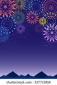 Fireworks mountain background