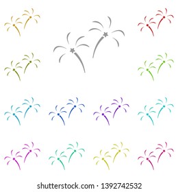 Fireworks multi color icon. Simple glyph, flat vector of Christmas joy icons for UI and UX, website or mobile application