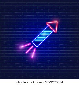 Fireworks neon sign. Holiday concept. Vector illustration for design.