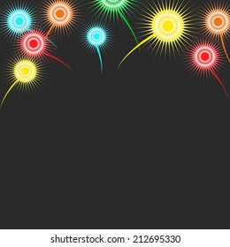 Fireworks new year background, mockup colorful lights decoration design element for greeting card