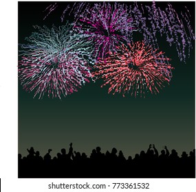 Fireworks in the New Year in a big citi