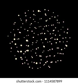 Fireworks. New Year celebration. Festive night decoration, design element. Vector isolated illustrations on black background