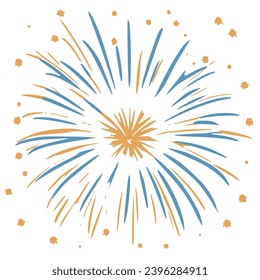 Fuegos artificiales para el vector de año nuevo Ilustración aislada en fondo blanco