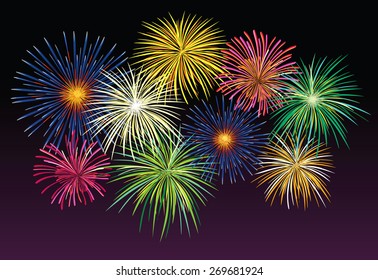 Fogos de artifício durante a noite